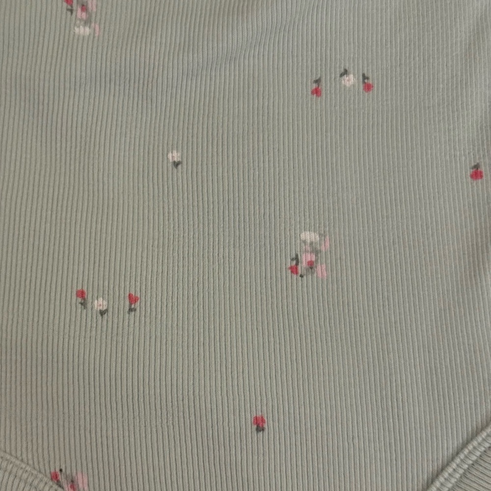 Carter's blue grey Ribbed Baby Bodysuit with floral Print - Picture 4 of 8